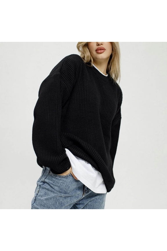 Sweaters for Women Long Sleeve Crew Neck Pull Over Sweaters Light Sweaters Womens Fall Sweater Fall Clothing