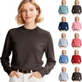thumbnail image 1 of Sweaters for Women Long Sleeve Crew Neck Soft Warm Pullover Tops Lightweight Knit Sweater Blue L, 1 of 5