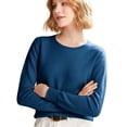 thumbnail image 1 of Sweaters for Women Long Sleeve Crew Neck Soft Warm Pullover Tops Lightweight Wool Knit Sweater,L, 1 of 9