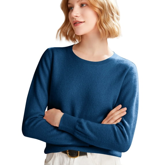 Sweaters for Women Long Sleeve Crew Neck Soft Warm Pullover Tops Lightweight Wool Knit Sweater,L