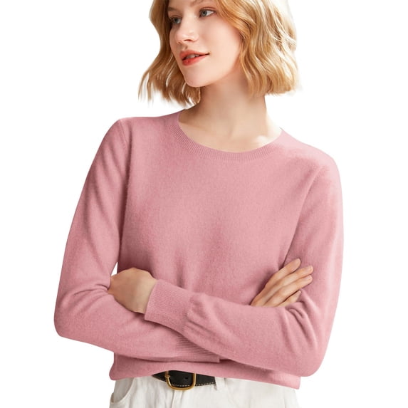 Sweaters for Women Long Sleeve Crew Neck Soft Warm Pullover Tops Lightweight Wool Knit Sweater,L