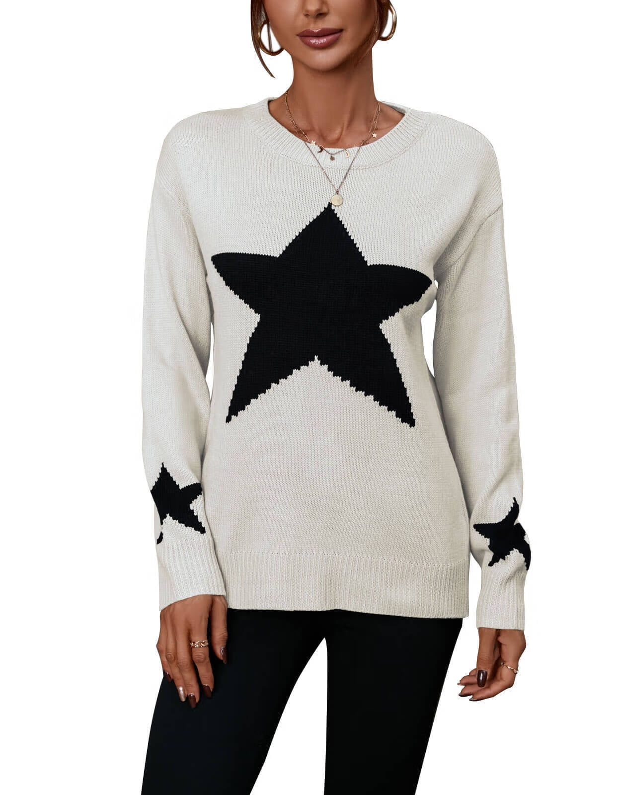 Sweaters for Women Long Sleeve Crewneck Pullover Sweaters with Bust and