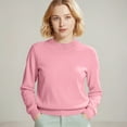 thumbnail image 1 of Sweaters for Women Long Sleeve Lightweight Crewneck Soft Basic Knit Loose Fit Pullover Top 2025 Fall Trendy OutfitsPink L, 1 of 4
