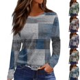 thumbnail image 1 of Sweaters for Women Long Sleeve Tops Round Neck Loose Casual Blouses Sky Blue 2XL, 1 of 6