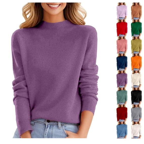 Sweaters for Women Long Sleeve Trendy Crew Neck Jumper Knitted Pullover Soft Warm Fleece Sweater Tops