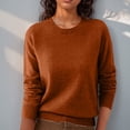thumbnail image 1 of Sweaters for Women Long Sleeve Trendy Jumper Knitted Pullover Soft Warm Sweater Tops Coffee XL, 1 of 5