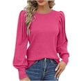 thumbnail image 1 of Sweaters for Women Long Sleeve V Neck Shirts Lightweight Casual Tunic Tops Shrug Shoulder Elegant Clothes Hot Pink,XL, 1 of 6