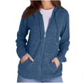 thumbnail image 1 of Sweaters for Women Long Sleeve Zip up Hoodies Ribbed Hooded Sweatshirts Loose Casual Cardigan Jackets with Pocket, 1 of 6