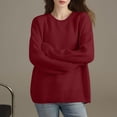thumbnail image 1 of Sweaters for Women Long Sleeved Round Neck Knitted Sweater Pullover Sweater Womens Sweaters Plus Size Wine XL, 1 of 6