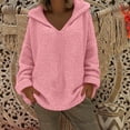 thumbnail image 1 of Sweaters for Women Long Sleeved V-neck Solid Color Hooded Pullover Casual Sweater Womens Sweaters Plus Size Pink XXXL, 1 of 6