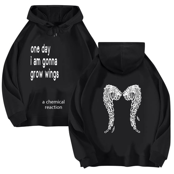 Sweaters for Women One Day I Am Gonna Grow Wings On Tk Hoodies Printed Graphic Womens Long Sleeve Drawstring Hooded Sweatshirt Letter Black Xl