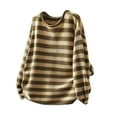 thumbnail image 1 of Sweaters for Women Oversized Crewneck Striped Color Block Spring Fall Knitted Pullover Tops, 1 of 6