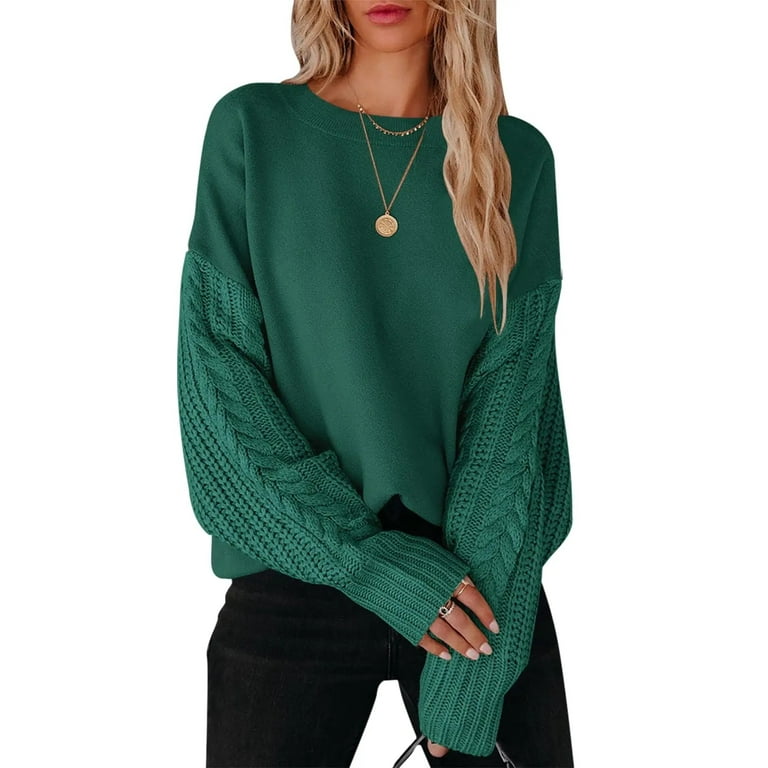 Sweaters for Women Oversized Long Sleeve Sweater Womens Cable Knit Pullover Casual Warm Tops