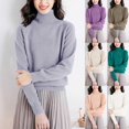 thumbnail image 1 of Sweaters for Women Oversized Solid Color Casual Sweater Turtleneck Long Sleeve Fashionable Basic Sweaters, 1 of 6