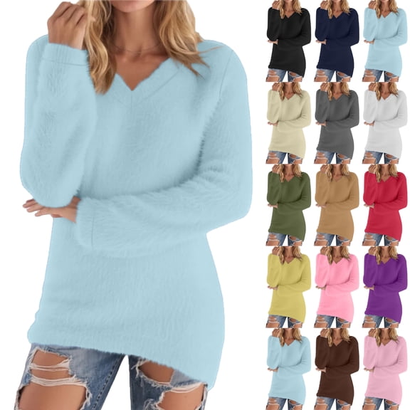 Sweaters for Women Oversized Sweater Long Sleeve Crew Neck Pullover Loose Fit Curved Hem Tunic Tops Knit Fall Clothes Women's Sweaters