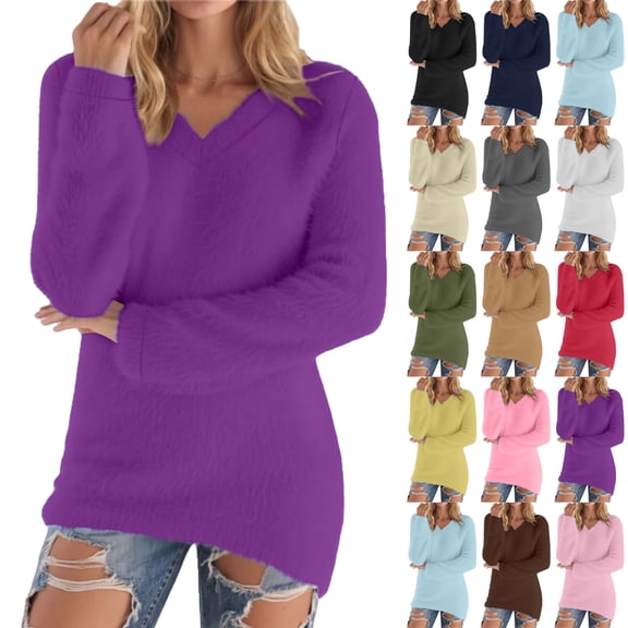 Sweaters for Women Oversized Sweater Long Sleeve Crew Neck Pullover Loose Fit Curved Hem Tunic Tops Knit Fall Clothes Women's Sweaters