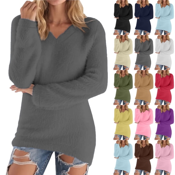 Sweaters for Women Oversized Sweater Long Sleeve Crew Neck Pullover Loose Fit Curved Hem Tunic Tops Knit Fall Clothes Women's Sweaters