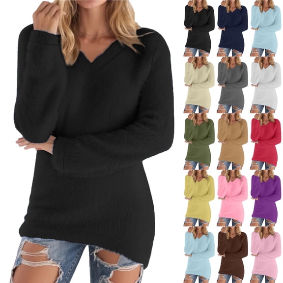 Sweaters for Women Oversized Sweater Long Sleeve Crew Neck Pullover Loose Fit Curved Hem Tunic Tops Knit Fall Clothes Women's Sweaters