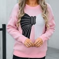 thumbnail image 1 of Sweaters for Women Plus Size Long Sleeve Crew Neck Pullover Colour Block Sweater Pink S, 1 of 4