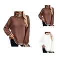 thumbnail image 1 of Sweaters for Women, Plus Size Sweaters for Women, Striped High Neck Pullover, Loose Fit for Comfort and Style, 1 of 9