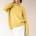 thumbnail image 1 of Sweaters for Women Plus Size Turtleneck Long Sleeve Solid Color Sweater Yellow S, 1 of 6