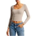 thumbnail image 1 of Sweaters for Women Pullover Square Neck Long Sleeve Slim Fitted Ribbed Knit Sweater Basic Fashion Tops (L, Khaki), 1 of 4