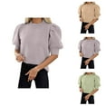 thumbnail image 1 of Sweaters for Women, Short Sleeve Knit Pullover Top Round Neck Casual Blouse for Spring Summer 2024 Wardrobe, 1 of 1
