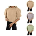 thumbnail image 1 of Sweaters for Women, Short Sleeve Knit Pullover Top Round Neck Casual Blouse for Spring Summer 2024 Wardrobe, 1 of 1