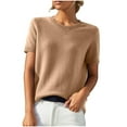 thumbnail image 1 of Sweaters for Women Short Sleeve Summer T-Shirt Dressy Soft Knit Crewneck Pullover Tops, 1 of 6