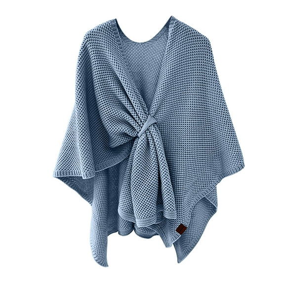 Sweaters for Women Solid Large Front Sweater Knitting Hollow Out Feel Wrap Topper Knitted Elegant Shawls Cape for Fall Winter Fall Sweaters for Women