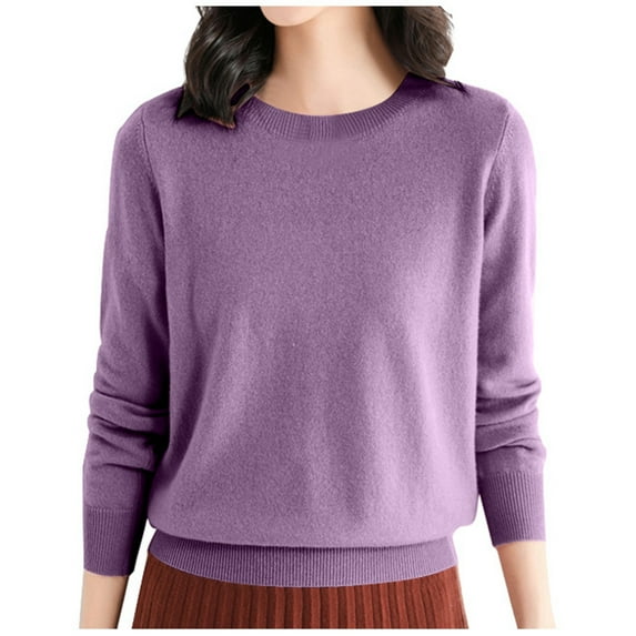 Sweaters for Women Solid Long Sleeve Crewneck Soft Basic Knit Loose Fit Pullover Top 2025 Fall Lightweight Trendy Outfits