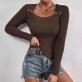 thumbnail image 1 of Sweaters for Women Square Neck Long Sleeve Shirts Knit Pullover Sweater Tops Fashion Fall Outfits Coffee S, 1 of 6
