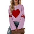 thumbnail image 1 of Sweaters for Women Striped Heart Sweater Valentine's Day Long Sleeve Crewneck Knitted Sweaters Winter Alsol Lamesa, 1 of 6