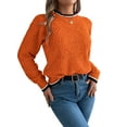 thumbnail image 1 of Sweaters for Women Striped Trim Drop Shoulder Sweater Sweaters Orange Color L, 1 of 9