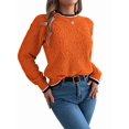 thumbnail image 1 of Sweaters for Women Striped Trim Drop Shoulder Sweater Sweaters Orange Color S, 1 of 8
