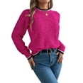 thumbnail image 1 of Sweaters for Women Striped Trim Drop Shoulder Sweater Sweaters Rose Red S, 1 of 8