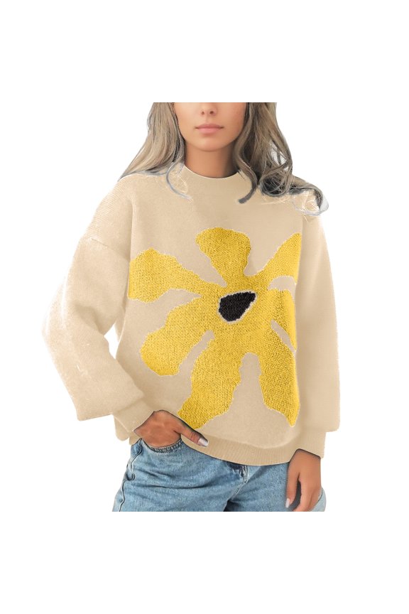 Sweaters for Women Suitable Fall and Winter Comfortable and resistant to pilling Beige L Womens Sweaters