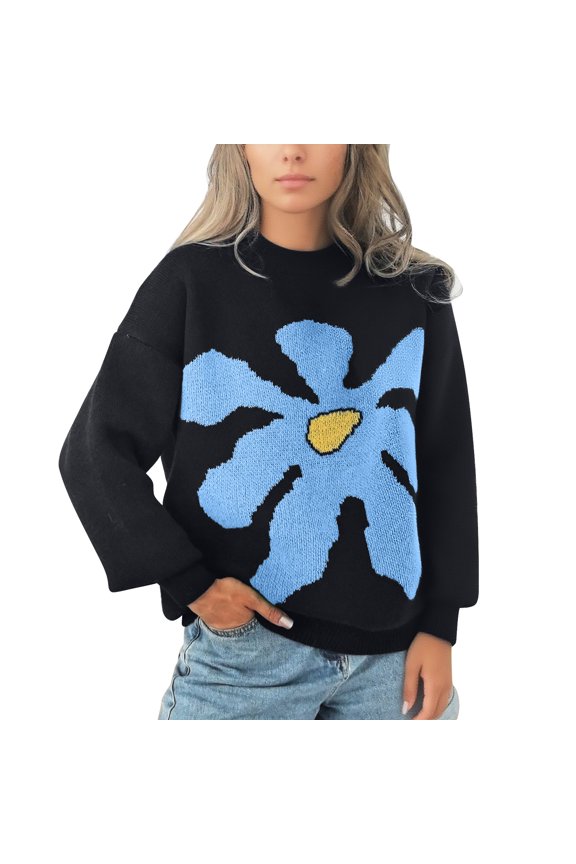 Sweaters for Women Suitable Fall and Winter Comfortable and resistant to pilling Black L Womens Sweaters