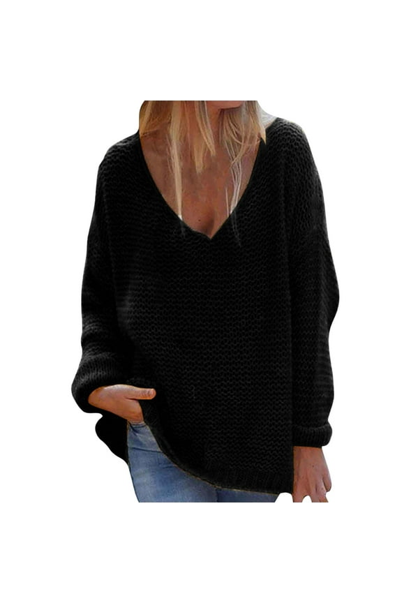 Sweaters for Women Suitable Fall and Winter Comfortable and resistant to pilling Black XXXL Womens Sweaters