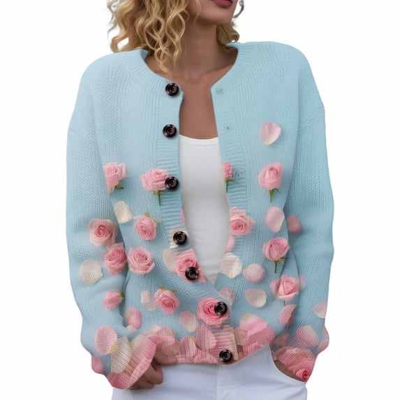 Sweaters for Women Suitable Fall and Winter Comfortable and resistant to pilling Blue L Womens Sweaters