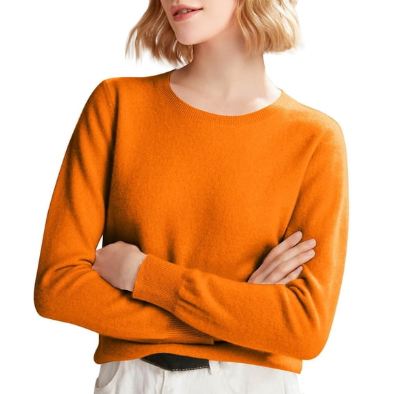 Sweaters for Women Suitable Fall and Winter Comfortable and resistant to pilling Orange XL Womens Sweaters