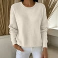 thumbnail image 1 of Sweaters for Women Trendy Long Sleeve Crewneck Fall Lightweight Loose Fit Knit Pullover Basic Tops(Beige,XL), 1 of 5