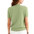 thumbnail image 1 of Sweaters for Women Trendy Summer Short Sleeve Tops Crew Neck Lightweight Pullover Sweaters Loose Dressy Casual Blouse Basic Clothes Light Green M, 1 of 4
