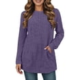 thumbnail image 1 of Sweaters for Women Trendy Women's Tops Ladies' European And Autumn Casual Patchwork Round Neck Long Sleeved Solid Color Striped Sweatshirt, 1 of 5