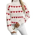 thumbnail image 1 of Sweaters for Women Trutleneck Valentine's Day Heart Knit Sweater Casual Ribbed Long Sleeve Knitted Pullover Sweater Alsol Lamesa, 1 of 6