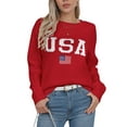 thumbnail image 1 of Sweaters for Women USA and American Flag Printed Crewneck Sweater Casual Loose Knitted Warm Pullover Sweater Shermie, 1 of 6