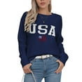 thumbnail image 1 of Sweaters for Women USA and American Flag Printed Crewneck Sweater Casual Loose Knitted Warm Pullover Sweater Shermie, 1 of 6