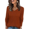 thumbnail image 1 of Sweaters for Women V Neck Casual Knit Long Sleeve Tops 2026 Fall Lightweight Pullover Sweaters, XL, 1 of 4