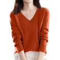 thumbnail image 1 of Sweaters for Women V Neck Casual Knit Long Sleeve Tops Lightweight Pullover Clothes Fall Fashion Outfits 2026 Ginger S, 1 of 6