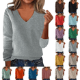 thumbnail image 1 of Sweaters for Women V Neck Long Sleeve Cozy Soft Pullover Tops Loose Casual Knitted Warm Sweater, 1 of 5